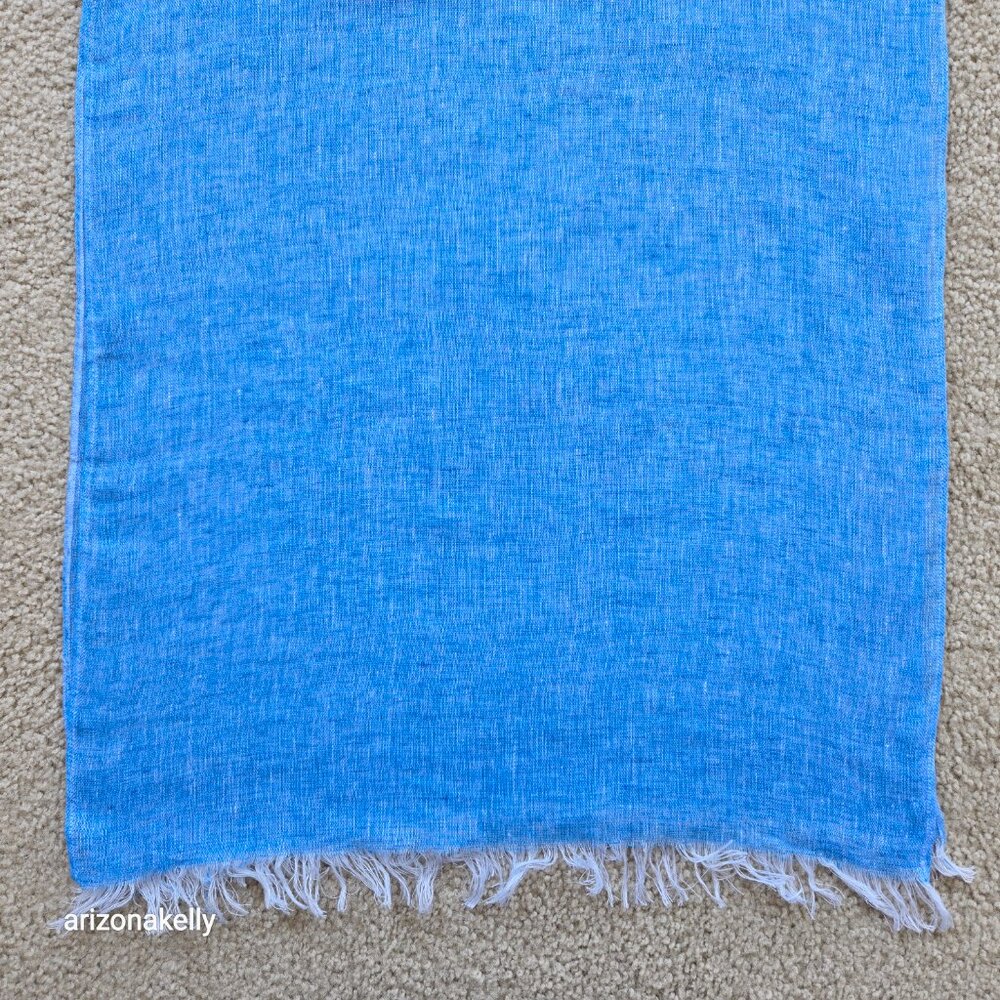 NWOT Turquoise Blue Linen Scarf - Picture 2 of 8